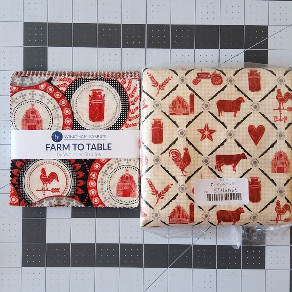 Cotton Quilting Craft Fabric Charm Pack Farm To Table Whistler Windham Red Black - Picture 2 of 3
